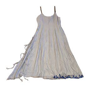 Ethereal fairycore lavender/light gray silk midi dress w/ sequins and fringe